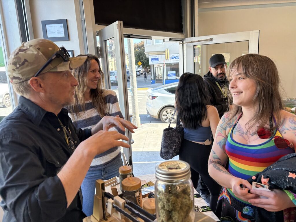 Alpenglow's Craig Johnson meets customers at Solful on Irving during SF Space Walk 2026. (David Downs Presents) 